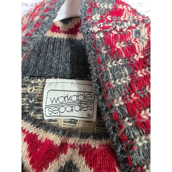 VTG 80s Workable Seperate Fair Isle Nordic Snowflake Sweater Womens - Picture 3 of 7